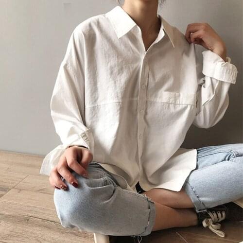 Spring Plus Size Vintage White Blouse Women Long Sleeve Button Women Shirt Tops Casual Loose Cotton OL Ladies Tops Blusas 12538