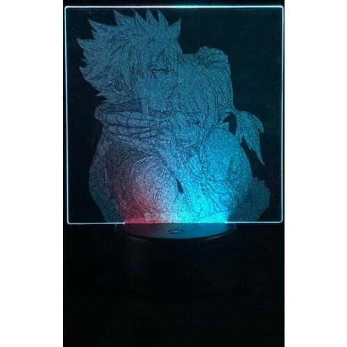 Touch Sensor FAIRY TAIL Etherious Natsu Dragneel and Lucy Japanese Anime Manga Two Tone Led Light Two Tone 3D Lamp Kids Present