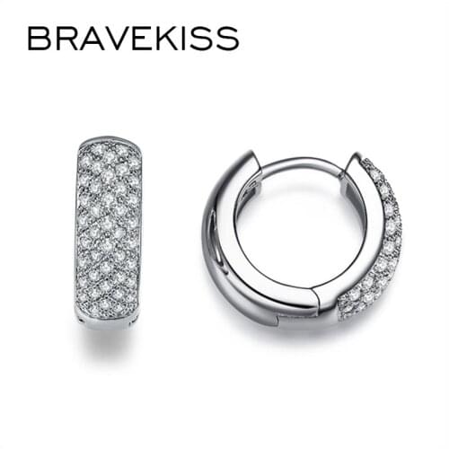 BRAVEKISS Trendy Tiny Cubic Zircon Pave Hoop Earrings Fashion Jewelry for Women Wedding Party Crystal Earring Brincos BUE0146