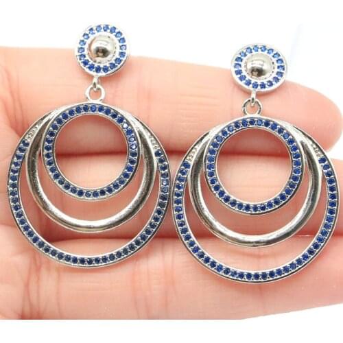 24x22mm Lovely Cute Songbird Created Blood Ruby Blue Topaz Garnet For Girls Daily Wear Silver Earrings Wholesale Drop Shipping