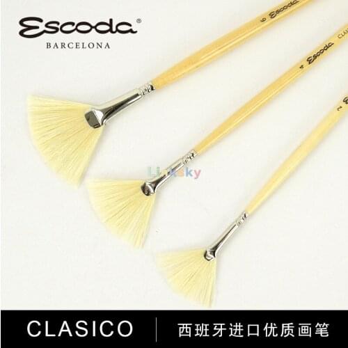 Escoda CLASICO 5337 oil painting brush,White Chungking Bristle-Fan Shape-Shiny Varnished-Long Handle,4433 Chengdu Synthetic