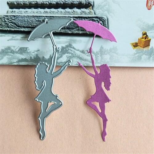 1PC DIY Umbrella Girl Die Cutting Template Metal stenciles Stencils Scrapbooking Decorative Embossing Suit Card 10.1*3.6cm