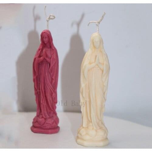 Virgin Mary Sculpture Candle Silicone Mold 3D Statue Sculpture Decoration Prayer Candle Making Candle Mold