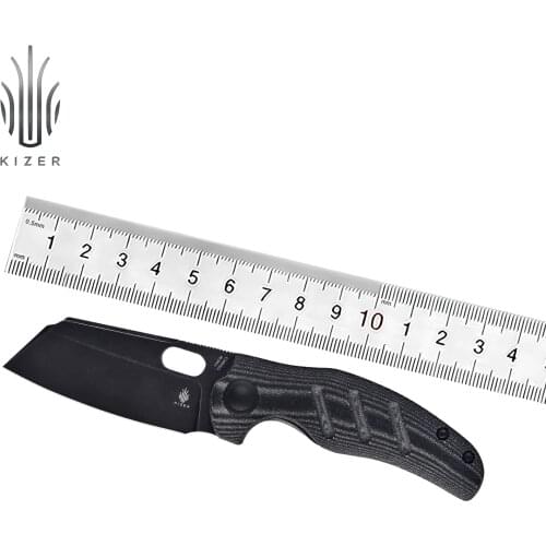 Kizer Folding Blade Knife V3488C5 C01C Mini 2021 New Black 154CM Blade & Micarta Handle with Thumb Stud Opening EDC Knife
