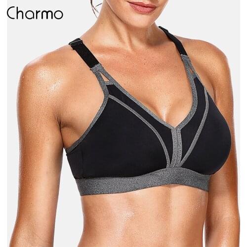Charmo Women Sports Bra High Impact Support Backcross Yoga Bra Running Workout Bra Underwear Professional Fitness Sports Top