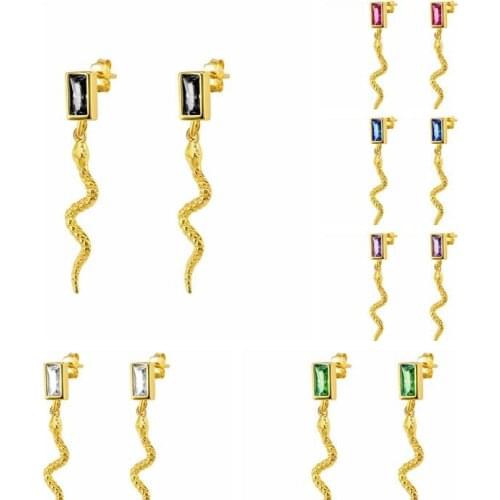 925 Silver Ear Needle Tiny Animal Stud Earrings for Women Crystal Minimalist Retro Snake Earrings Fashion Delicate Party Jewelry