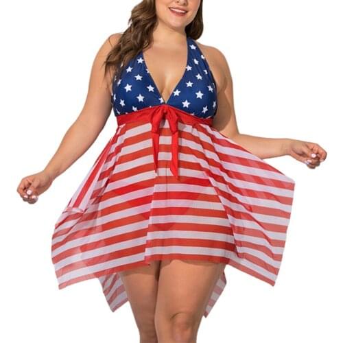 AA Women Bathing Suit Bow Halter Top with Chest Pad Solid Color Thong Set Plus Size Swimdress Swimwear Swimming Suit Beach Wear