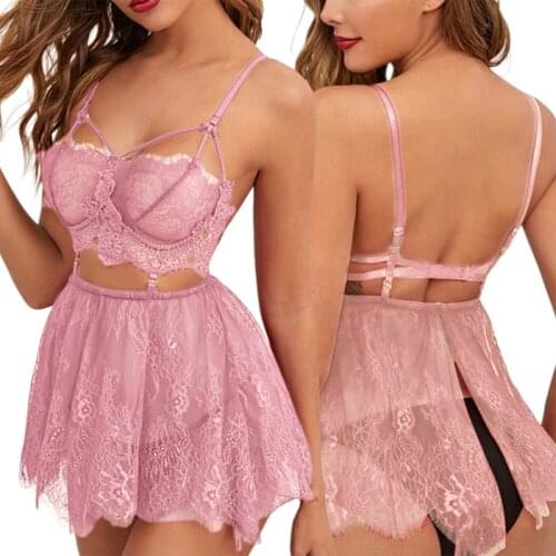 3pcs Women Sexy Lingerie Exotic Sets Lace Bra+Skirts+G-String Babydoll Underwear Nightwear Sleepwear Exotic Sets