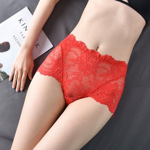 Womens Sexy Lace Underwear Breathable Floral Lingerie Bodyshaper Panties Girls High Waist Quick Drying Skin-Friendly Briefs