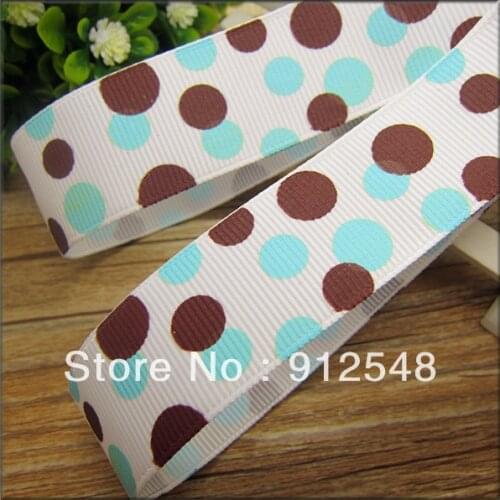 1"(25mm) Colored dots Printed grosgrain ribbon,Garment accessories,Hair ribbon,dx76