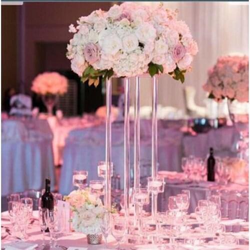 10set / Lot Acylic Floor Vase Clear Flower Vase Table Centerpiece Marriage Modern Vintage Floral Stand Columns Wedding Decorati