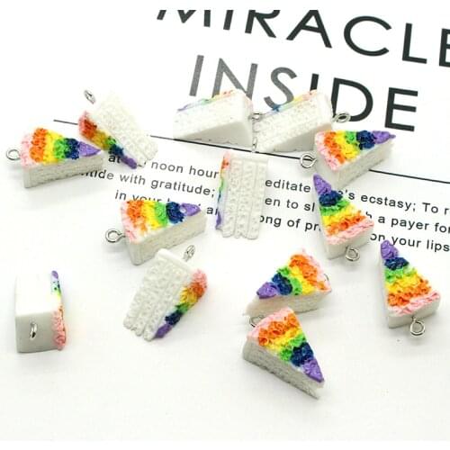 10pcs Simulation Colorful Multilayer Cake Earring Resin Charms Cute Food Bracelet Keychain Earring Pendants Jewelry Accessory
