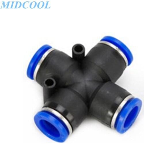 10pcs One-Touch Fitting PZ Series PZ4 PZ6 PZ8 PZ10 PZ12 Tube-tube Type Cross Black Plastic