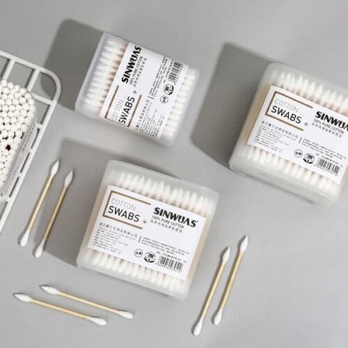 Cotton Swabs Boxed 100/200Pcs Disposable Home Dual Heads Ear Cleaning Makeup Cotton Swabs Buds Cleaning Tools