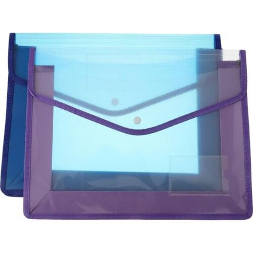 2pcs Document File Bag Envelope Storage Case Snap Button Organizer Container