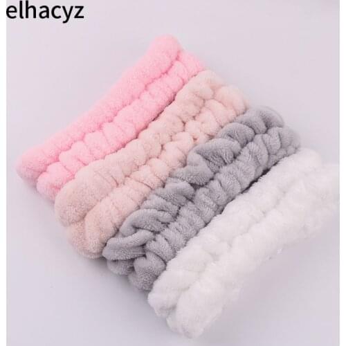 2021 Chic Solid Coral Fleece Headband Soft Elastic Hair Band For Women Girls Wash Face Headwear Makeup Headband Hair Accessories