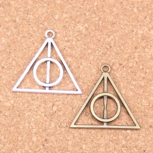 6pcs Charms deathly hallows 32mm Antique Pendants,Vintage Tibetan Silver Jewelry,DIY for bracelet necklace