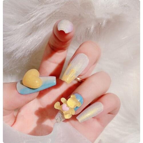 3 Pcs/Bag Candy Color 3D Resin Bear Stickers for Nails Art Decoration Fashion Animal Nail Accessories for Manicure