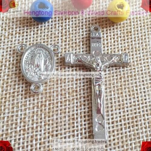 40pcs/lot rosary part, rosary accessory, jesus rosary cross and oval fatima rosary center