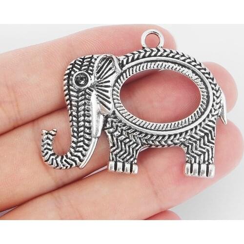 5pcs Animal Ripple Elephant Pendant 18*25mm Blank Cabochon Tray Setting Charms DIY Jewelry Making Findings