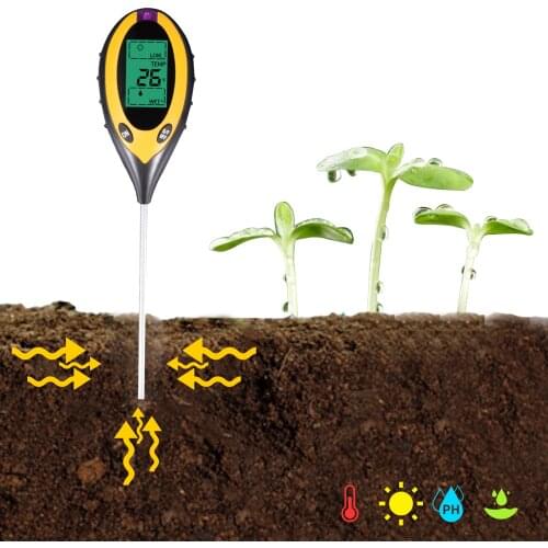 4-in-1 Soil Test PH Moisture Meter Light Temperature Tester Garden Plant Flowers Soil Monitor Tool Bonsai Moisture PH Analyzer