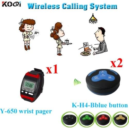Wireless Watch Pager Calling System CE Wrist Receiver Y-650 Work With 2pcs 4key Service Buzzer