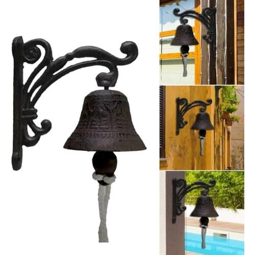 Cast Iron Dinner Bell Vintage Wall Hanging Mounted Metal Door Bell Decor Family Garden Doorbell Craft Decoration
