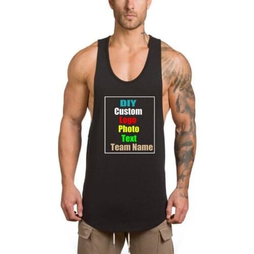 Customized picture LOGO mens deep dig bodybuilding vest solid color summer V-neck bottoming shirt