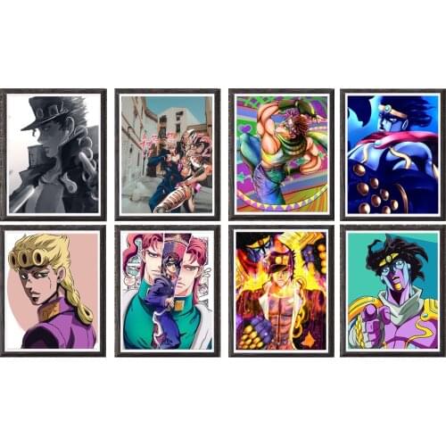 JJBZ Jojo Bizarre Adventure Anime Theme Poster Canvas Art Print Wallpaper,8 x 10 Inches,No Frame,8PCS