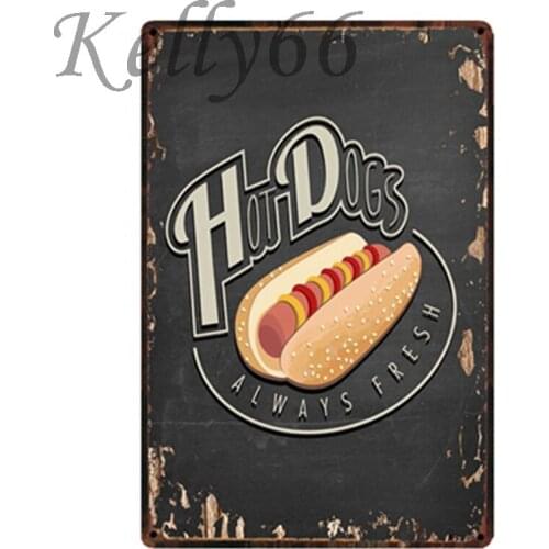 [ Kelly66 ] HOT DOGS Vintage Metal Sign Tin Poster Home Decor Bar Wall Art Painting 20*30 CM Size y-1495