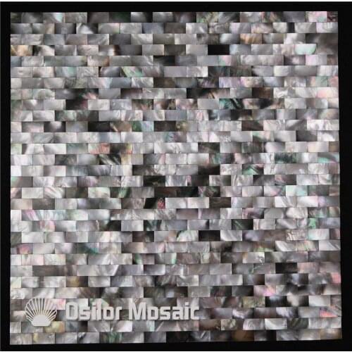 Brick pattern 100% blacklip sea shell natural black mother of pearl mosaic tile for interior house decoration wall tiles 1pcs
