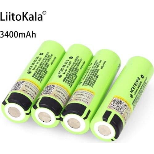 4PCS Liitokala original 18650 3.7V 3400mAh NCR18650B Li-ion battery Rechargeable Lithium Battery For Flashlight Game console