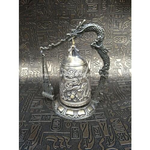 Antique collection Qing Dynasty copper dragon bell statue,best collection&adornment,Ward off evil spirits,Free shipping