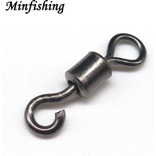 Minfishing 100pcs Open Rolling Swivels Easy Use Fishing Swivels Snap Barrel Swivel Fishing Connector Fishing Hook