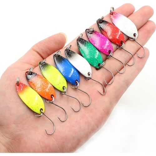 12Pcs Trout Spinners Fishing Bait Spoons Metal Lures Kit Fling Multiple Fishing Spinners Artificial Baits Set with Box