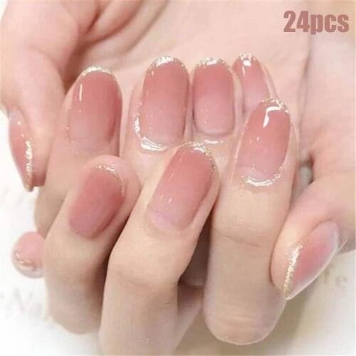 24 Piece Bridal Nail Patch Nail Art Finished Piece Fake Nails MH88