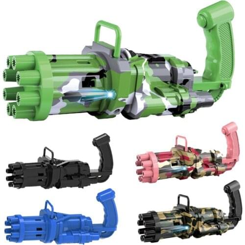 New Automatic Gatling Bubble Guns Kids Toy Summer Water Soap Bubble Machine 2-in-1 Electric Bubble Machine For Children Gift Toy