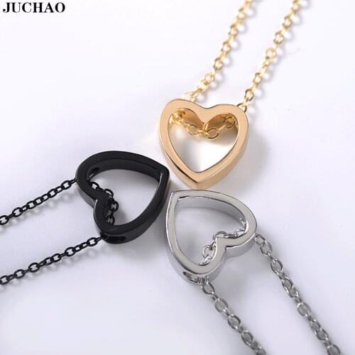 JUCHAO Necklaces for Women Hollow Peach Heart Love Gold Chain Necklace Fashion Jewelry Womens Accessories Bijoux Femme