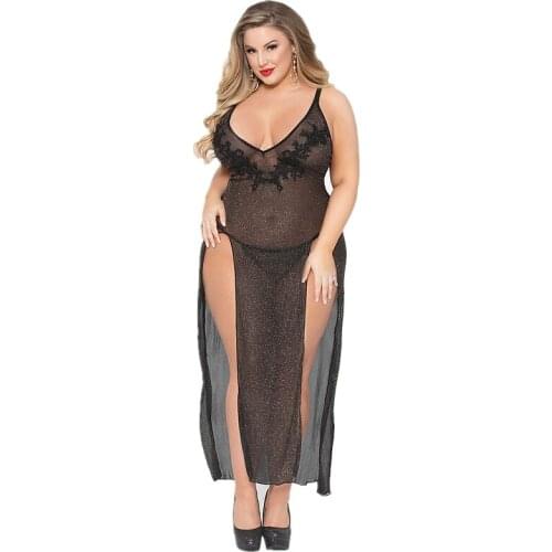 Neue Frauen Damen Nacht Kleid Nachthemd Sexy V Neck Sleeveless Weichen Satin lace Spitze Nightwear 4XXL Long Dress Ladies
