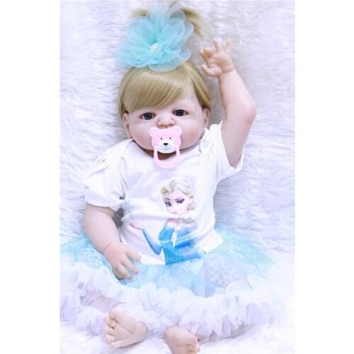 22inch 55cm reborn full silicone babies doll handmade princess toy toys bathe kids birthday bebe alive reborn baby bonecas
