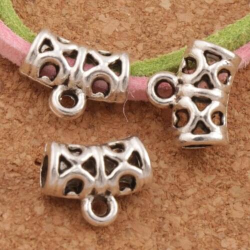 Hollow Pendant Bail Tube Beads 9.7x11.6mm 55PCS Zinc Alloy Fit Charm Bracelets Jewelry DIY L724