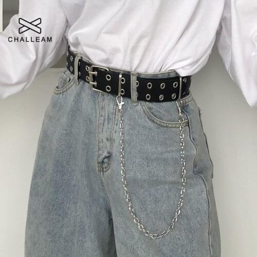 Fashion Women Pu Leather Belt New Punk Style Adjustable Pin Buckle Black Blets Female Decorative Free Size Grommet Strap 152