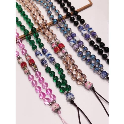 Crystal Bead Phone Lanyard Strap For iphone huawei redmi samsung xiaomi Mobile Phone ID Card Long Rope String Holder Rope