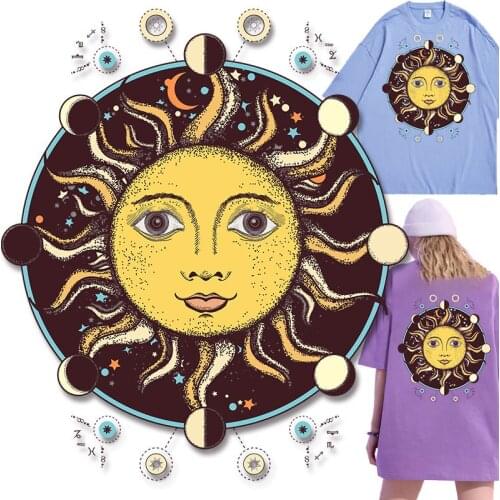 Sun Portrait Heat Transfer PVC Patch Patches for clothing Garment Accessories Cheap Chest badges Washable Iron-on Transfers