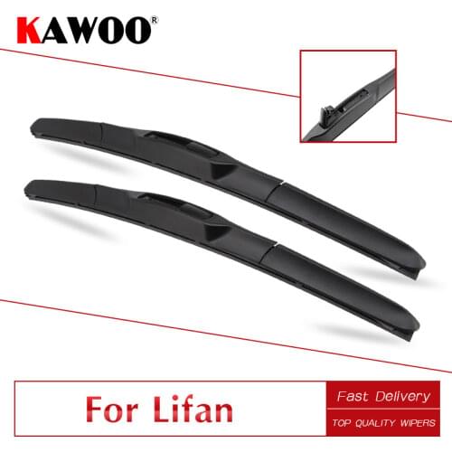 KAWOO For LIFAN 320 330 520 530 620 630 720 X50 X60 Auto Natural Rubber Windcreen Wipers Blades Fit All Year Fit U Hook Arm