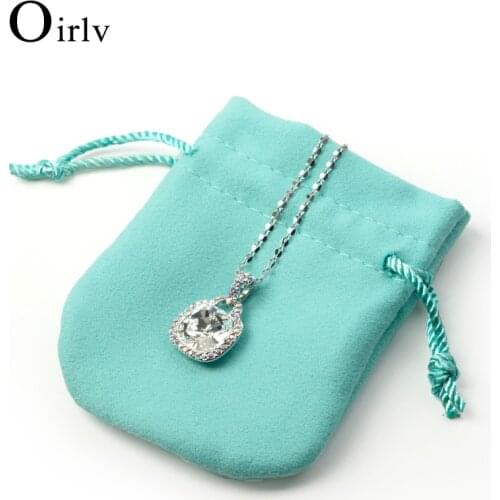Oirlv Jewelry Bag Blue Microfiber Jewelry Pouch Pendant Storage Bag Drawstring Gift Pouch Jewelry Packing Bag