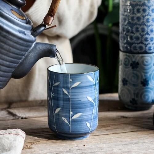 Japanese-style Hand-painted Blue and White Porcelain Tea Cup Without Handles Home Creative Straight Cup Ceramic Cup