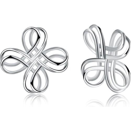 ZEMIOR 925 Sterling Silver Minimalist Creative Chinese Knot Design Stud Earring Handmade Flower Earrings Women Silver Jewelry
