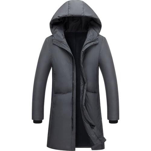 -20 Degree Winter White Duck Down Jacket Men Hooded Collar Windbreaker Thick Coat Men Mid-long Keep Warm Down Parkas M-4XL