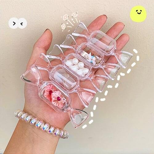 1/5pcs Candy Storage Box Lovely Creative Transparent Mini Girl Ring Earring Jewelry Storage Box Home Storage Organizer